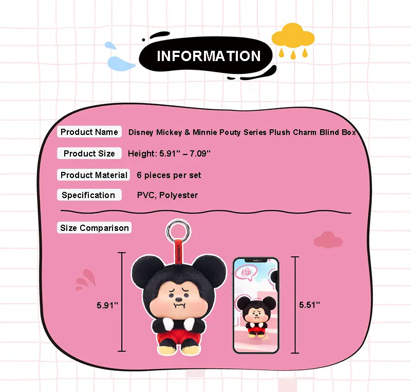 Mickey & Minnie Pouty Series Plush Blind Box