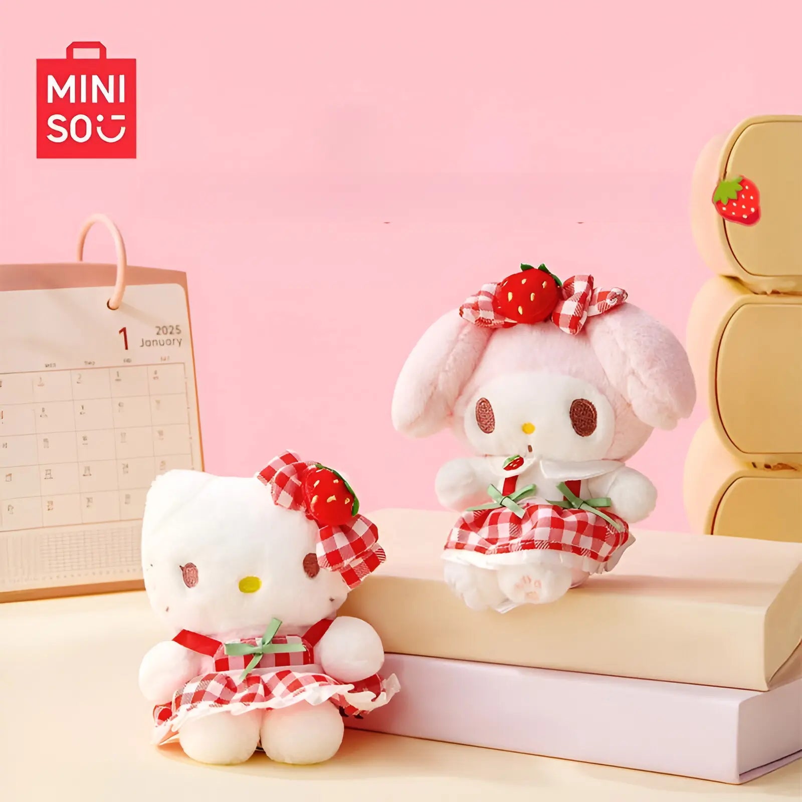 MINISO SR Plush Keychain – HK & Mel Soft Stuffed Doll Bag Charm | Qootoy