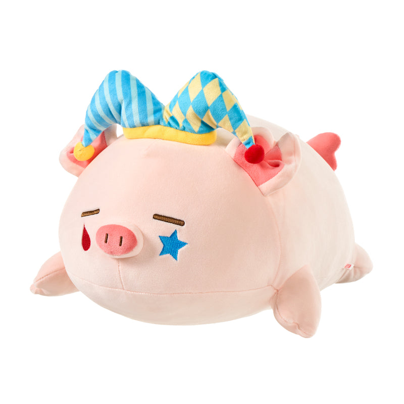 MINISO Pig BBO Series Shy Clown Pig Lying Plush Doll, Super Soft Stuffed Toy, MINISO Halloween Luminous Pumpkin Witch Pig Plush Pendant, Cute Bag Charm, Kawaii Holiday Surprise Gift for Girls