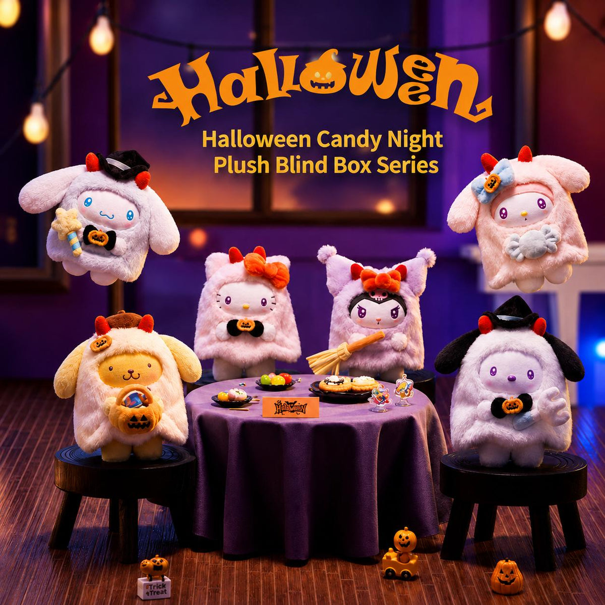 MINISO Candy Carnival Vinyl-Plush Blind Box - Halloween-Themed Blind Bag Collectible, Cute Fun Collectible, Decorative Desktop Ornament, Soft Plush Outer, Exquisite Face, Fan Gift