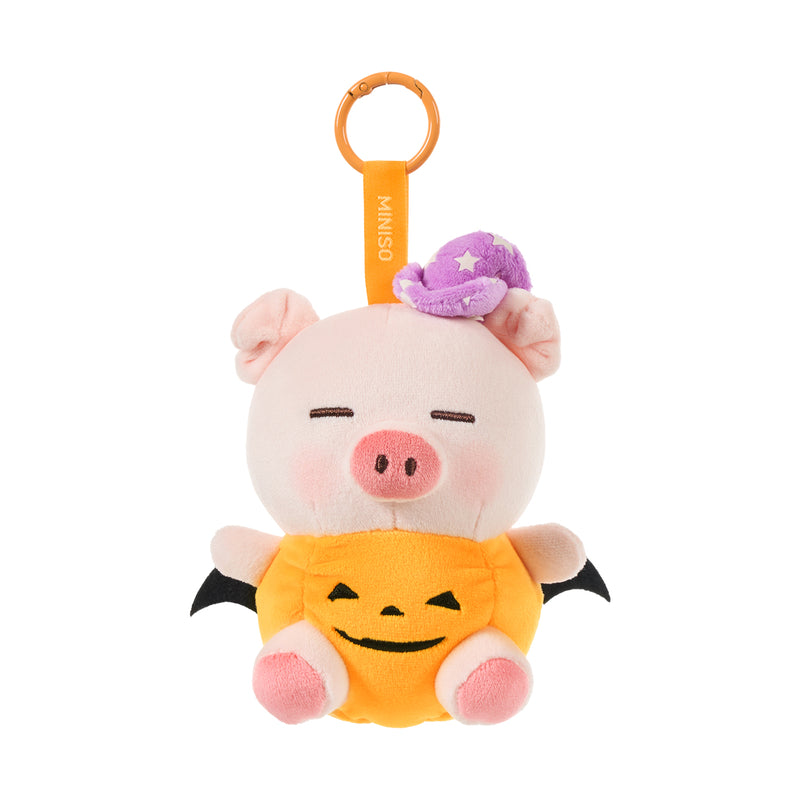 MINISO Pig BBO Series Shy Clown Pig Lying Plush Doll, Super Soft Stuffed Toy, MINISO Halloween Luminous Pumpkin Witch Pig Plush Pendant, Cute Bag Charm, Kawaii Holiday Surprise Gift for Girls