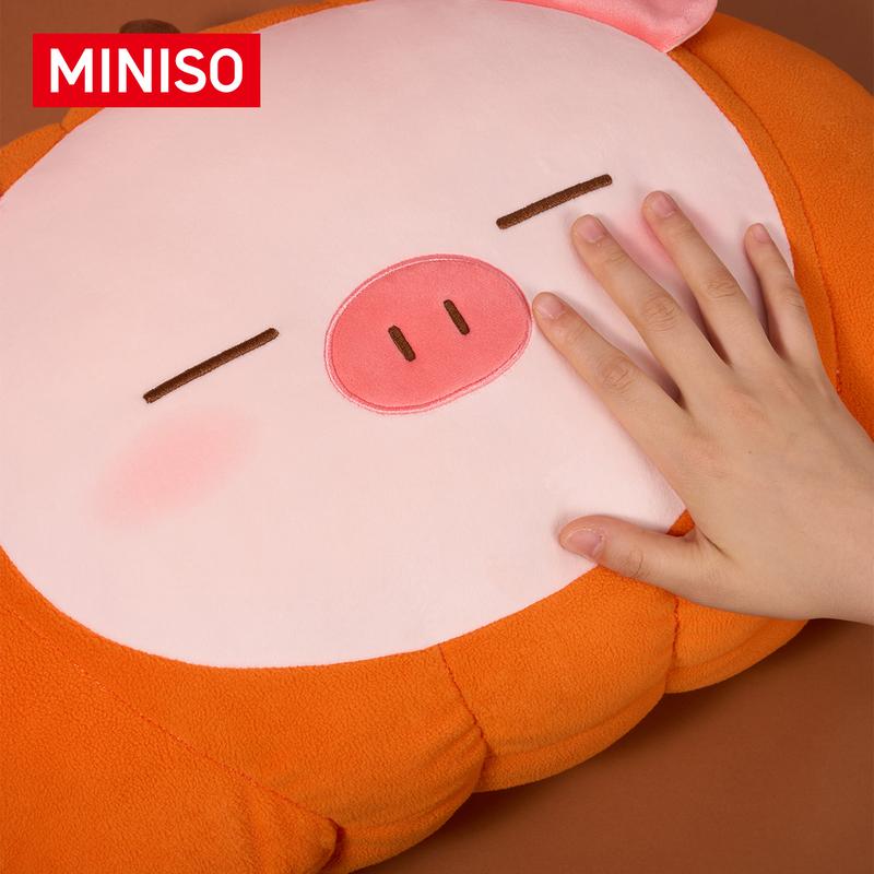 MINISO Halloween Pumpkin Pig Big Head Plush Pillow, Super Soft Stuffed Doll, Adorable Decor Cushion, Perfect Holiday Surprise Gift for Kawaii Lovers