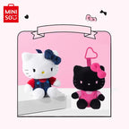 MINISO Denim Blue & Black Kitty Plush Doll Keychain | Qootoy
