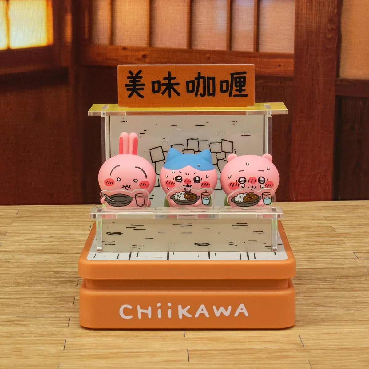 MINISO Chiikawa Combination Scene Stamp blind box collectible figure in orange and white
