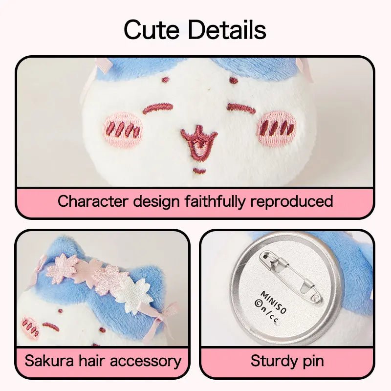 MINISO Genuine Chiikawa Cherry Blossom Plush Badge Pins - Qootoy - Hong Kong Ying Yue Development Limited