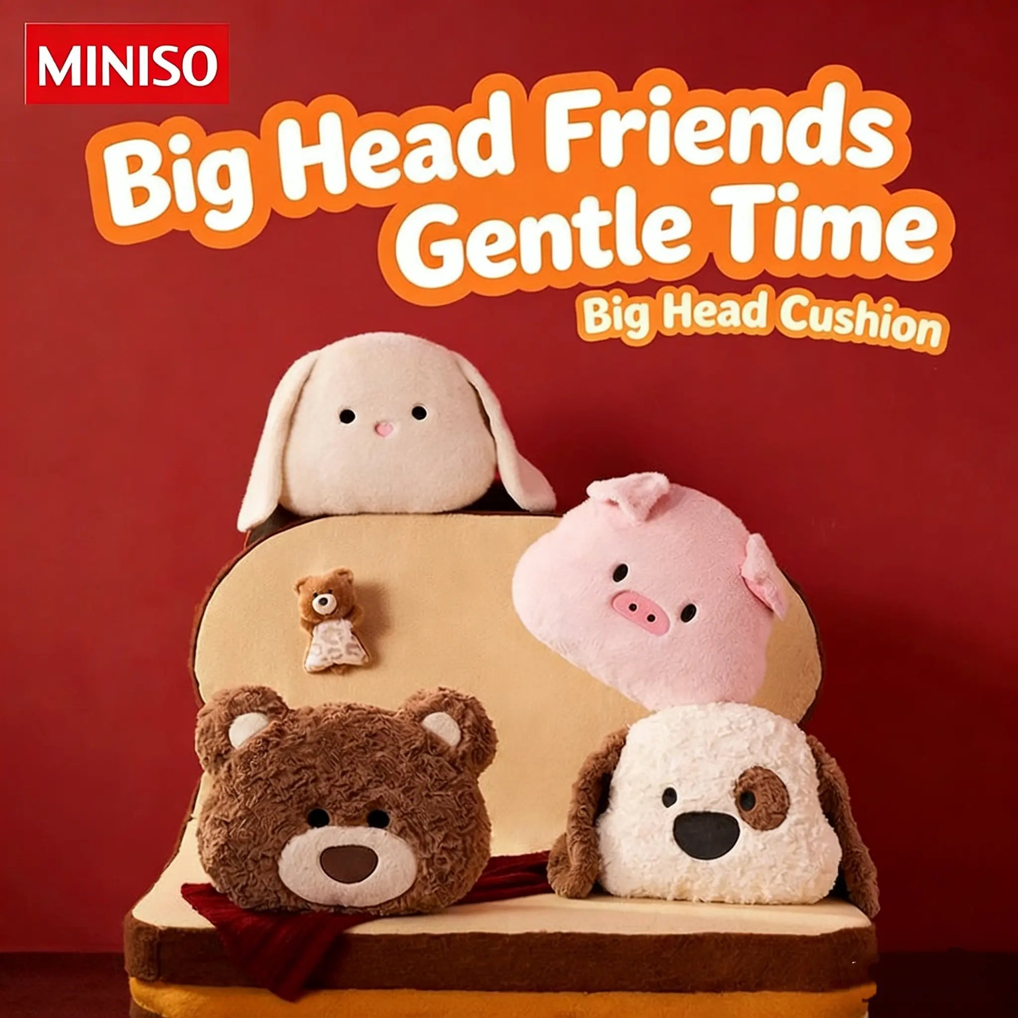 MINISO Giffted Bear Series Big Head Pillow Plush Toy - Qootoy - Hong Kong Ying Yue Development Limited