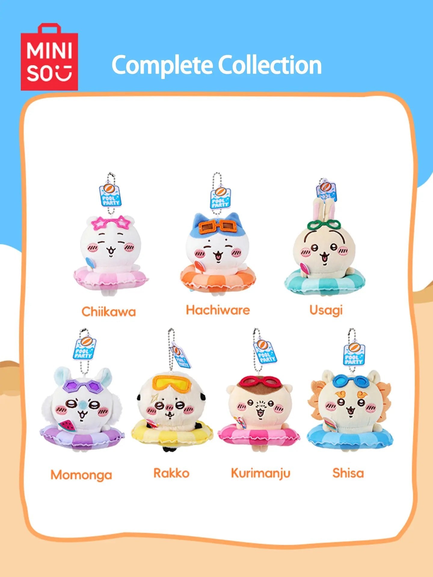 MINISO x Chiikawa Summer Swim Ring Plush Charm - Qootoy - Hong Kong Ying Yue Development Limited