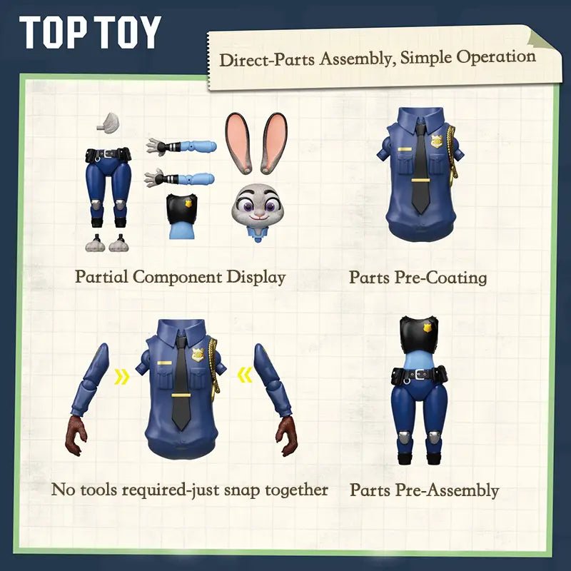 TOPTOY Zootopia Nick Wilde & Judy Hopps Police Uniform CP Assembly Jumbo Figure - Qootoy